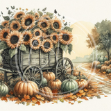 Fall Sunflower Wagon 4 Printable Bundle 10.5x10.5
