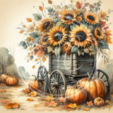 Fall Sunflower Wagon 4 Printable Bundle 10.5x10.5