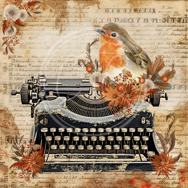 Vintage Style Bird Typewriter