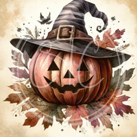 Vintage Pumpkin Witch 4 Printable Bundle 10.5x10.5