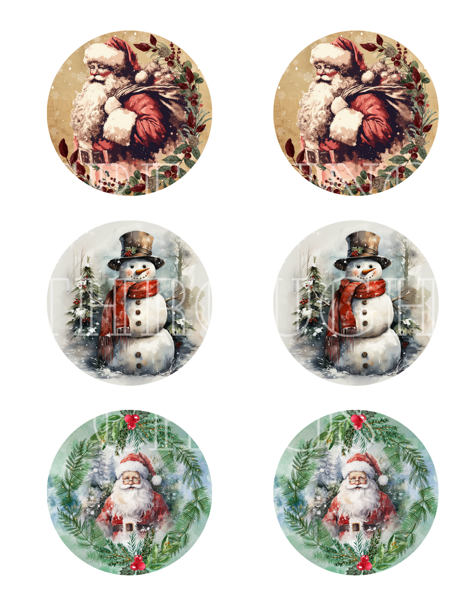 Christmas Printable Ornament/Tag Circles Bundle 3