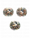 Christmas Chickadee Printable Ornament/Tag Circles Bundle 4', 3"