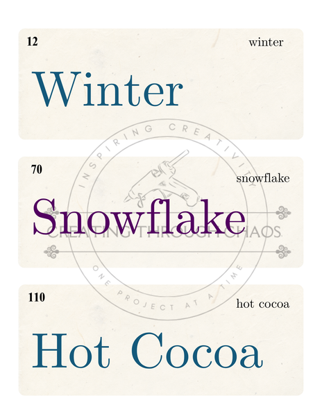 Vintage Style Winter Colored Flash Cards