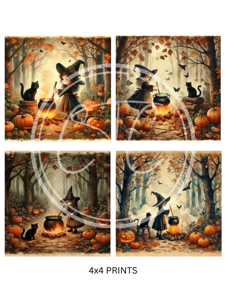 Girl Witch Printable Bundle Minis 4x4