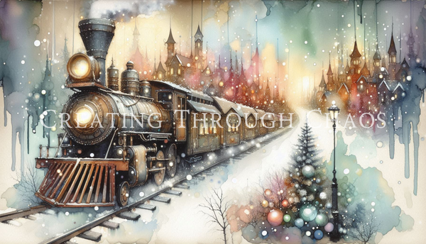 Whimsical Train Printable Watercolor