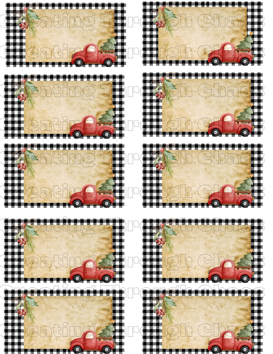 Red Truck Buffalo Check Tag Printable – Creating Through Chaos