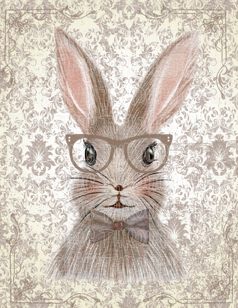 Vintage Bunny with Glasses Printable