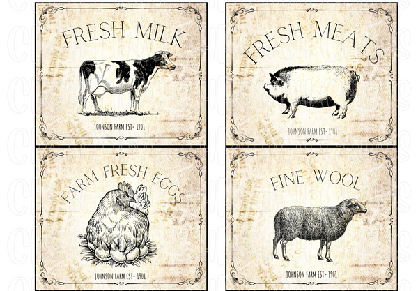 Farm Vintage Labels Printable