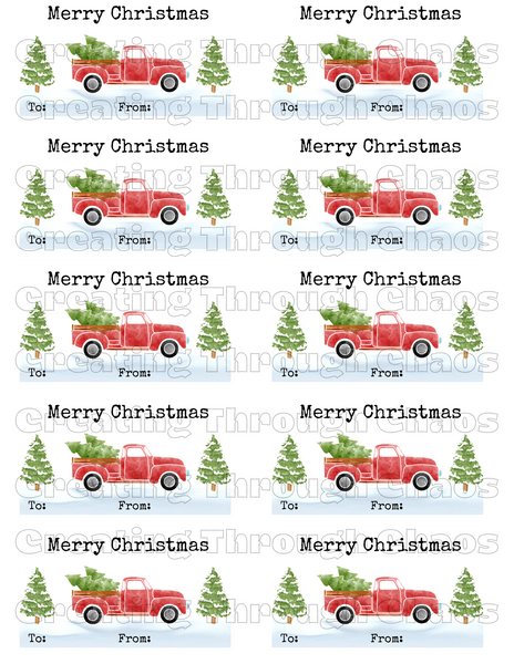 Red Truck Tag Printable
