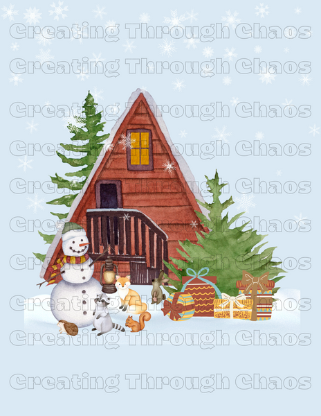 Snowman Woodland Chalet Christmas Printable